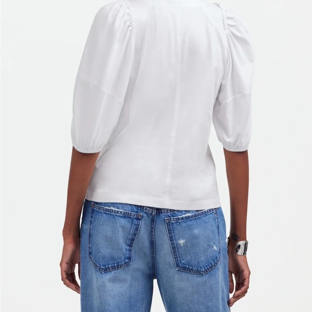 Madewell Women’s White Puff-Sleeve Tee in Size XS